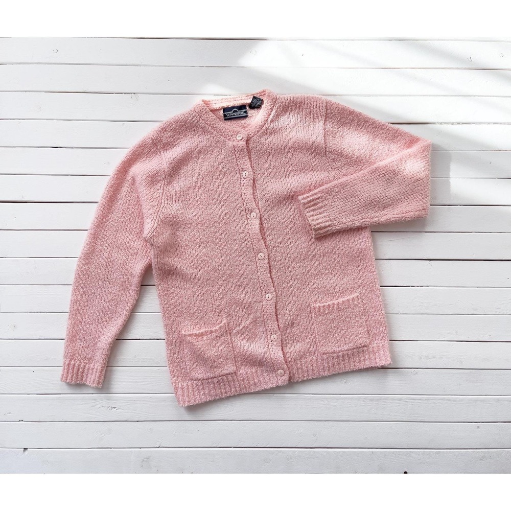 pink cardigan sweater 80s vintage pastel‎ cardigan